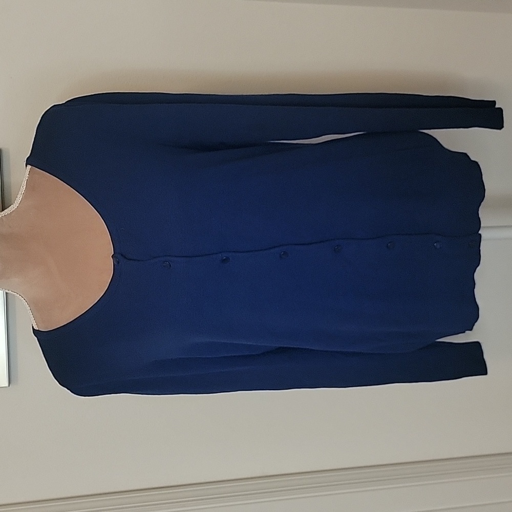 Kenneth Cole Royal Blue Button, Scoop Neck Cardigan, Size L, EUC!